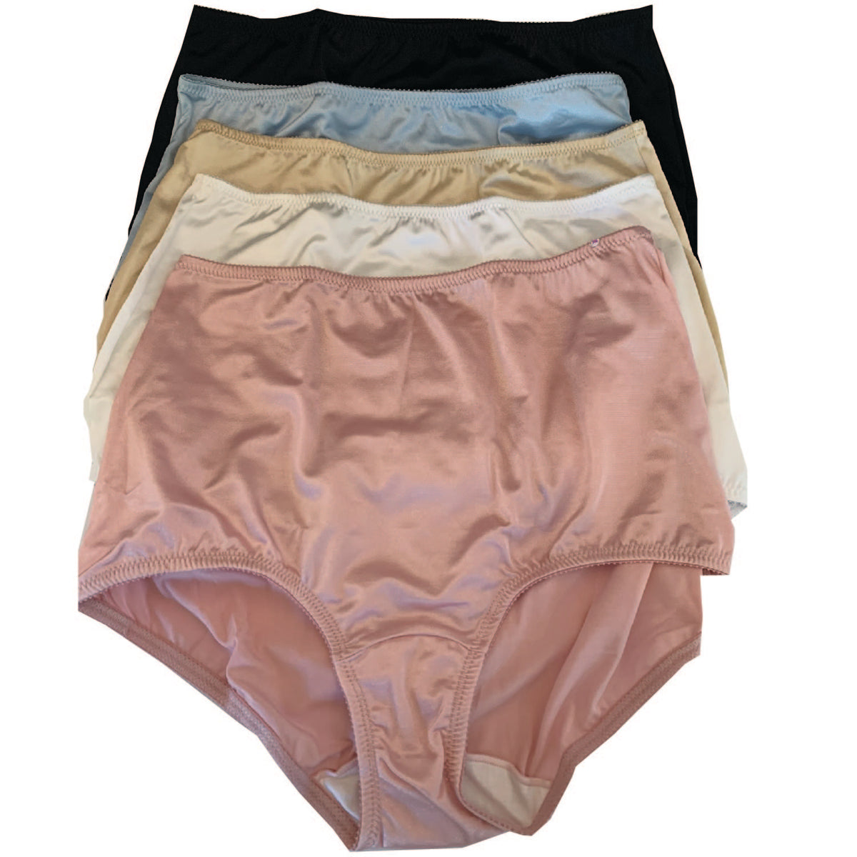 Women's Underwear Nylon Full Brief Panties - beige, black, white