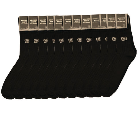 Professional Men's Dress Socks Black - Size 10-13 - Machine Washable - 12 Pack