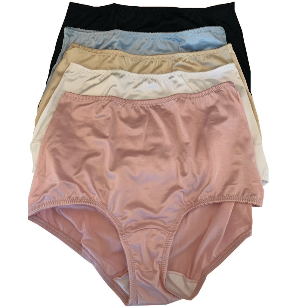 Comfort Choice Women's Plus Size Nylon Brief 5-Pack Underwear - 7