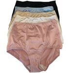 Women's Underwear Nylon Full Brief Panties - beige, black, white, blue, pink - 5 Pack