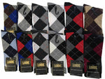 Lords Argyle Professional Dress Socks Superfine Toe Seam - Multi-color - 12 PACK